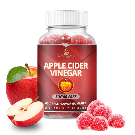 Belive Apple Cider Vinegar Gummies - ACV Gummies Without Sugar I Detox & Cleanse Digestive Health I Alternative to Capsules, Vegan, Keto Friendly, Non-GMO, Gluten Free | 60 Ct