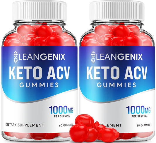 (2 Pack) LeanGenix Keto ACV Gummies - Advanced Formula LeanGenix Keto Plus ACV Weight Management Gummies Apple Cider Vinegar LeanGenix ACV Dietary Supplement Reviews Men Women (120 Gummies)