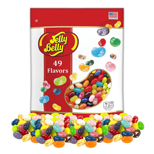 49 Assorted Jelly Bean Flavors Resealable Pouch Gluten and Fat Free Shareable Bag of Fruity Chewy Candy 131 LB