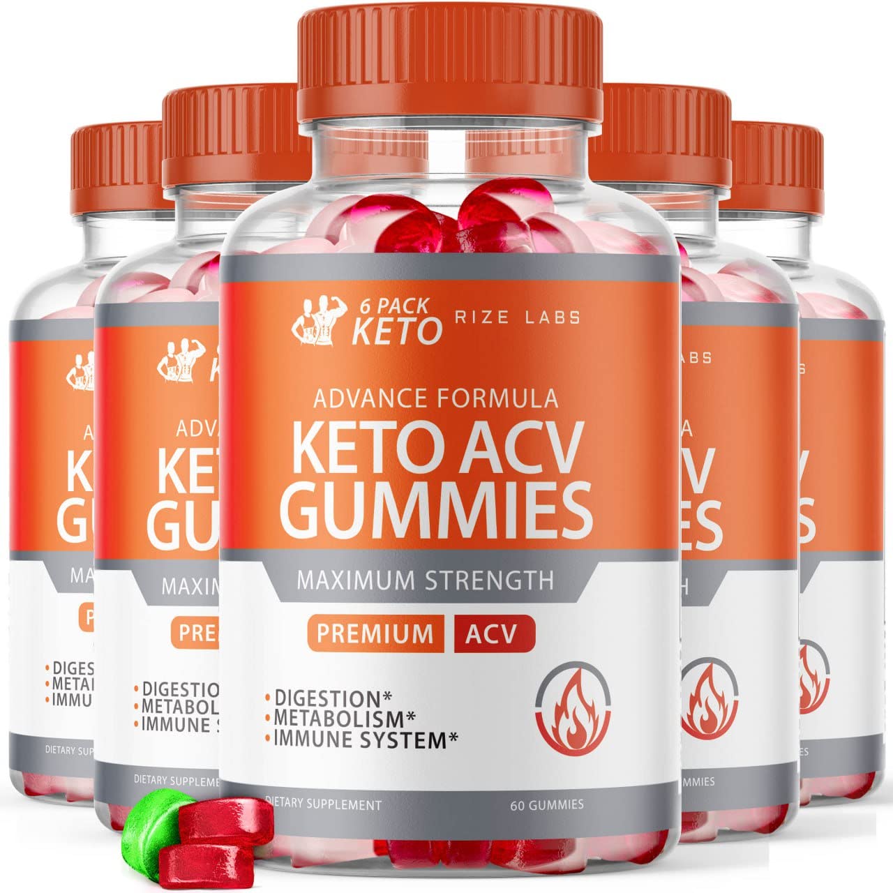 rize labs - 6 Pack Keto Advanced Formula ACV Gummies (Pack of 5) (300 Gummies)