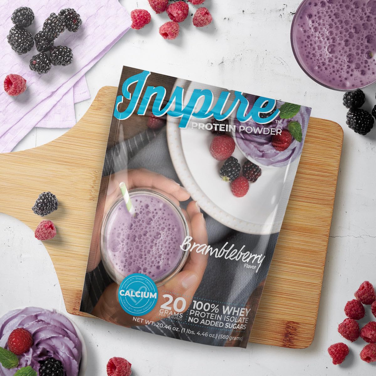 Bariatric Eating Inspire Bramble-Berry 20g Whey Protein Isolate Powder with Calcium