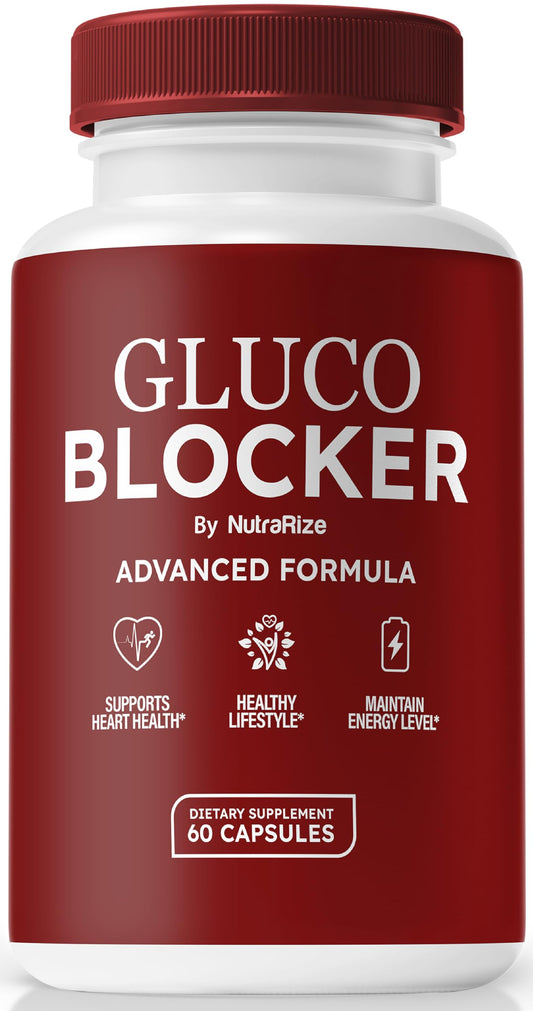 NutraRize Gluco Blocker Capsules, Official GlucoBlocker Pills, Premium Formula for Stable and Healthy Levels, Overall Health Support, Gluco Blocker Detox & Cleanse Review (60 Capsules)