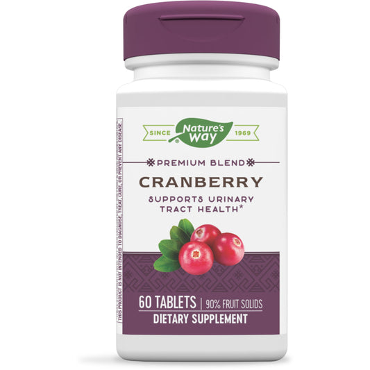 Nature's Way Premium Blend Cranberry, Urinary Tract Health Support* Supplement with Vitamin C, 60 Tablets