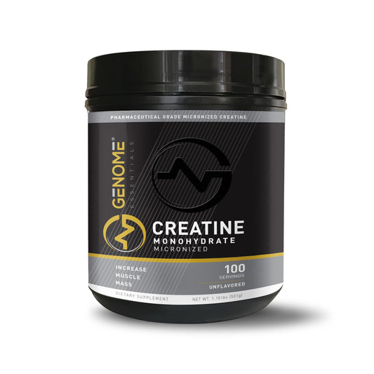 GENOME ESSENTIALS Premium Creatine Monohydrate, 100% Pure Micronized Powder, Muscle Growth & Recovery,Keto & Vegan-Friendly, Non-GMO, Gluten-Free, Unflavored,100 Servings