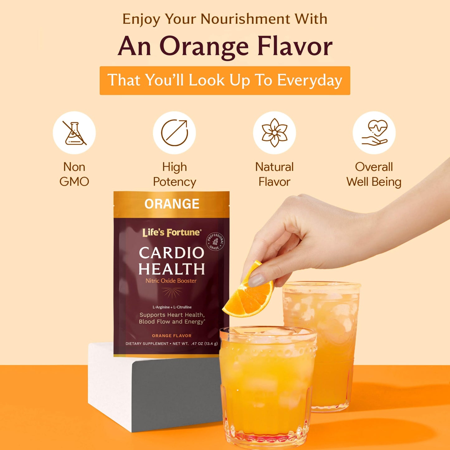 Life's Fortune L Arginine L Citrulline Supplement Powder - High Potency Nitric Oxide Supplement Booster with Natural Orange Flavor, 5 Servings (Pack of 1)