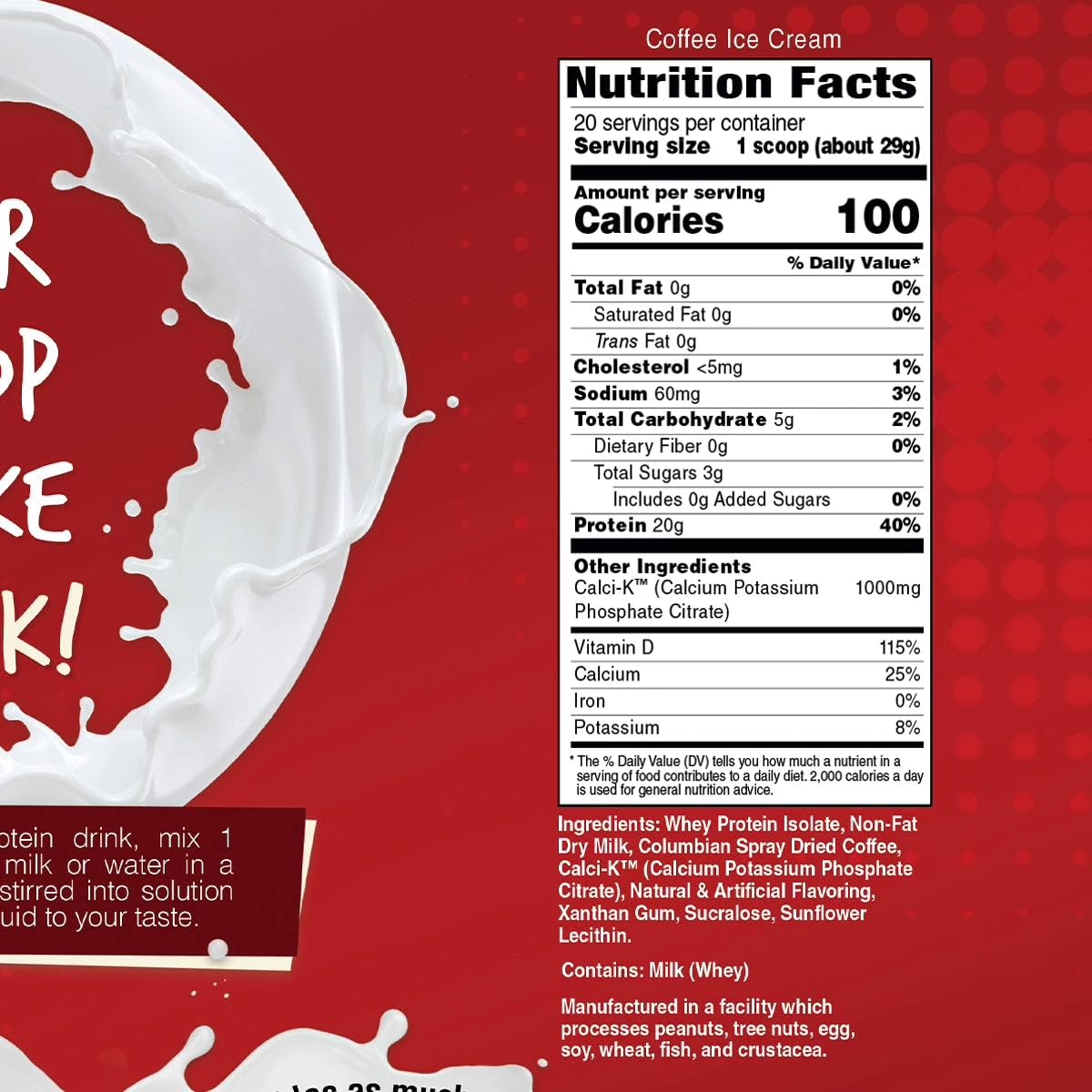 Bariatric Eating Inspire Coffee Ice Cream Whey Protein Isolate Powder (20 Servings)