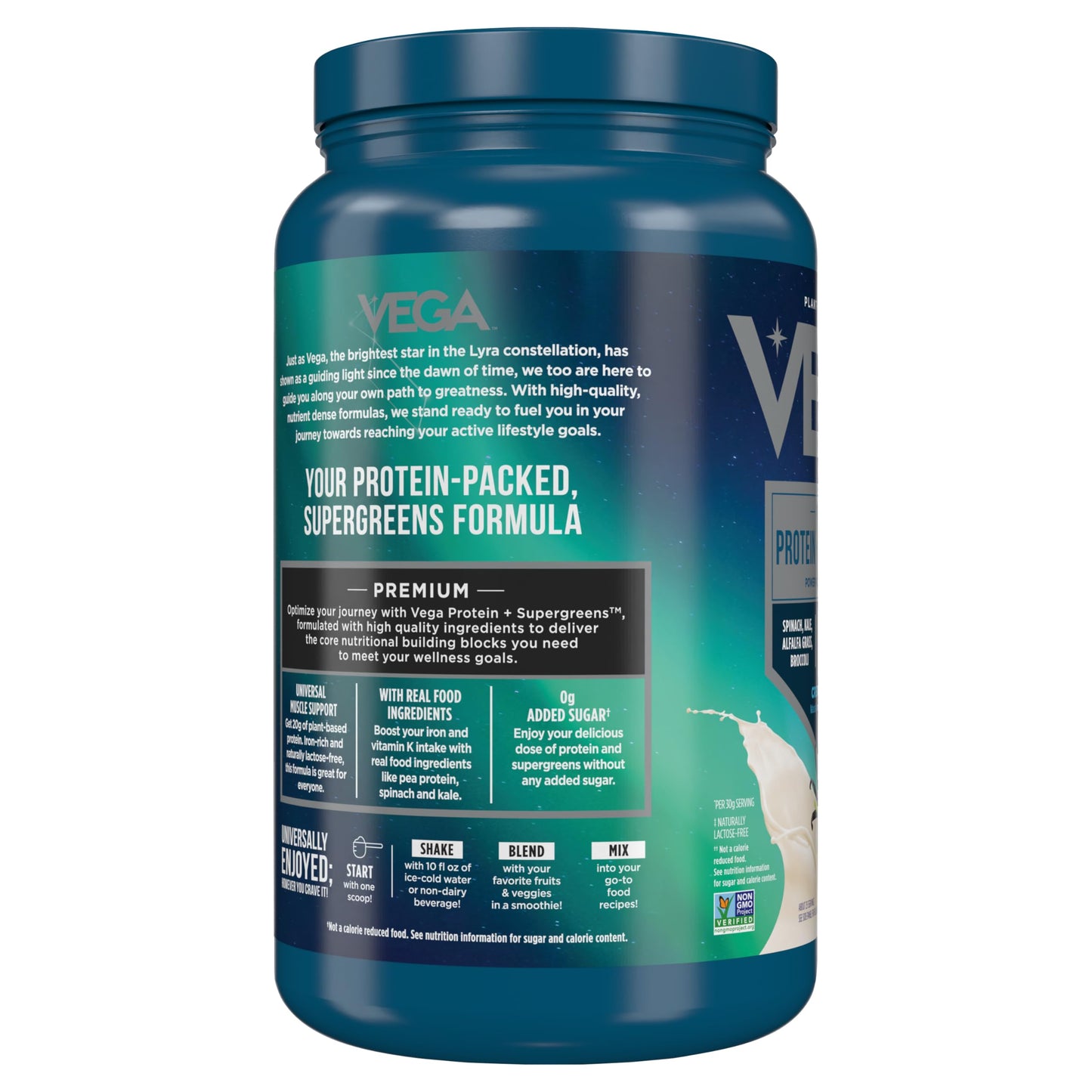 Vega Protein and Greens Protein Powder, Vanilla - 20g Plant Based Protein Plus Veggies, Vegan, Non GMO, Pea Protein for Women and Men, 1.7 lbs (Packaging May Vary)
