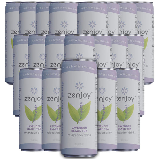 Zenjoy Lavender Black Tea Relaxation Drink 20 Pack  Calming Drink with Ashwagandha  Lemon Balm  NonAlcoholic Beverage Infused with LTheanine for Enhanced Focus  12oz Cans