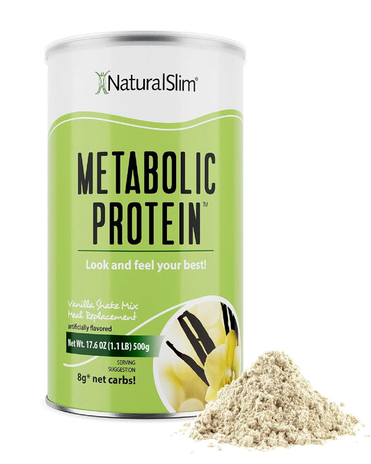Naturalslim Meal Replacement Protein Powder Vanilla - Metabolic Protein Powder Help Curb Cravings, Hunger & Metabolism Support - Low Carb Breakfast Shake Mix - 10 Servings, 17.6oz