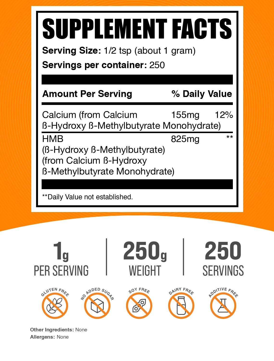 BulkSupplements.com HMB Powder - as Calcium HMB, Beta-Hydroxy Beta-Methylbutyrate - HMB Powder Supplements, Gluten Free - 1000mg per Serving, 250g (8.8 oz) (Pack of 1)