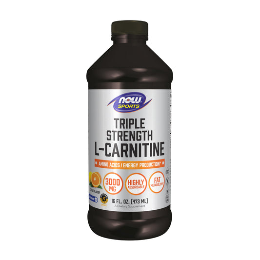 NOW Sports Nutrition, L-Carnitine Liquid, Triple Strength 3000 mg, Citrus, 16-Ounce
