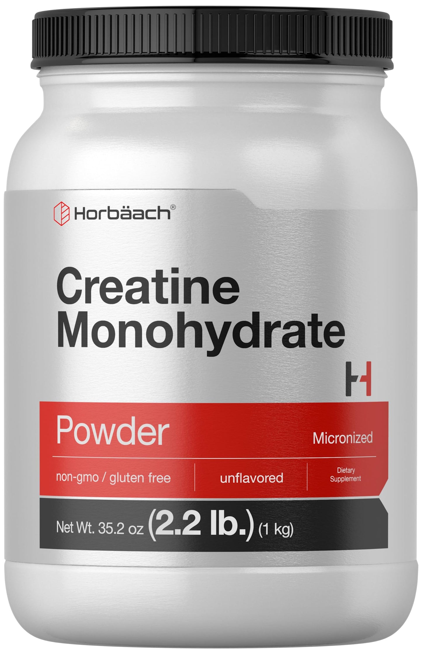 Horbäach Creatine Monohydrate Powder | 2.2lbs (35.2 oz) | Micronized and Unflavored | Vegetarian, Non-GMO, and Gluten Free Supplement