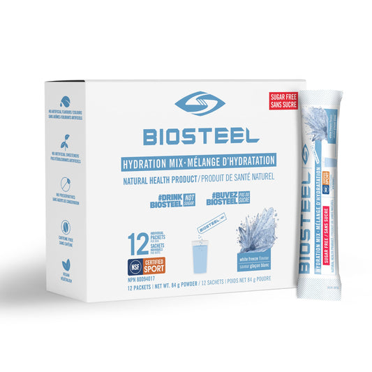 BioSteel Hydration Mix, Sugar-Free with Essential Electrolytes, White Freeze, 12 Single Serving Packets