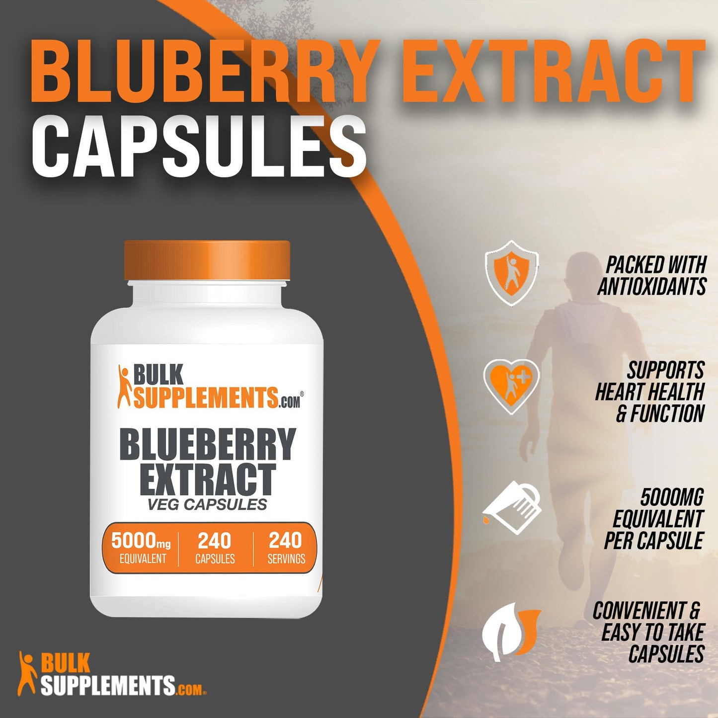 BulkSupplements.com Blueberry Extract Capsules - Blueberry Extract Supplement, Sourced from Wild Blueberry - Vegan & Gluten Free, 1 Capsule per Serving, 240 Veg Capsules (Pack of 1)