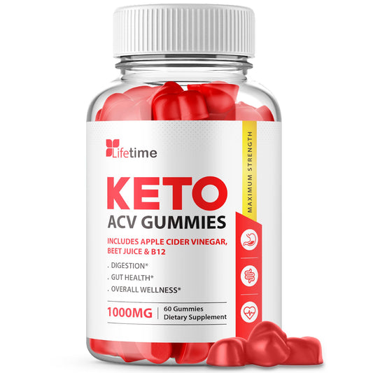 Lifetime Keto Plus ACV Gummies - Official Formula, Vegan, Non GMO - Lifetime Keto acc Gummies, Life Time Keto Gummies with Apple Cider Vinegar, Vitamin B12, Beet Root, Pomegranate Juice (60 Gummies)