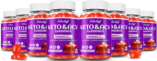 Keto ACV Gummies with B12 B6 - 1500 mg Apple Cider Vinegar Supplement with Pomegranate and Beet Juice, Vegan & Gluten-Free, 480 Gummies for Men & Women