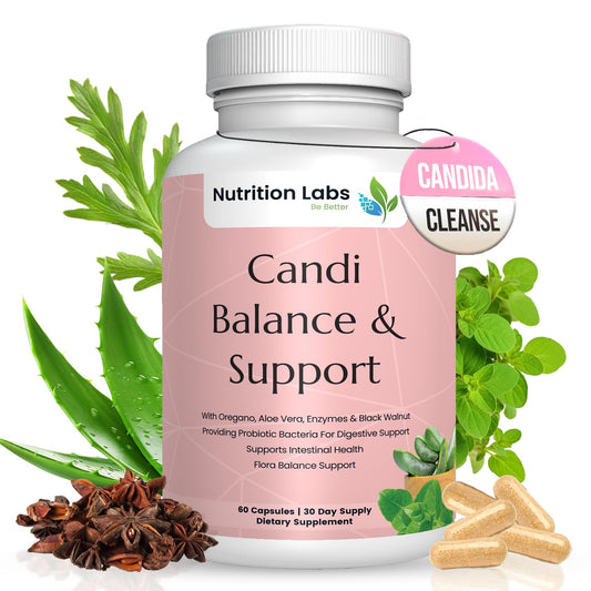 Candida Cleanse, Balance and Support Flora Herbal Supplement for Women & Men. Gut Flora & pH Level, Intestinal Health W/ Probiotics. Anti Yeast Overgrowth W/ Oregano, Caprylic Acid