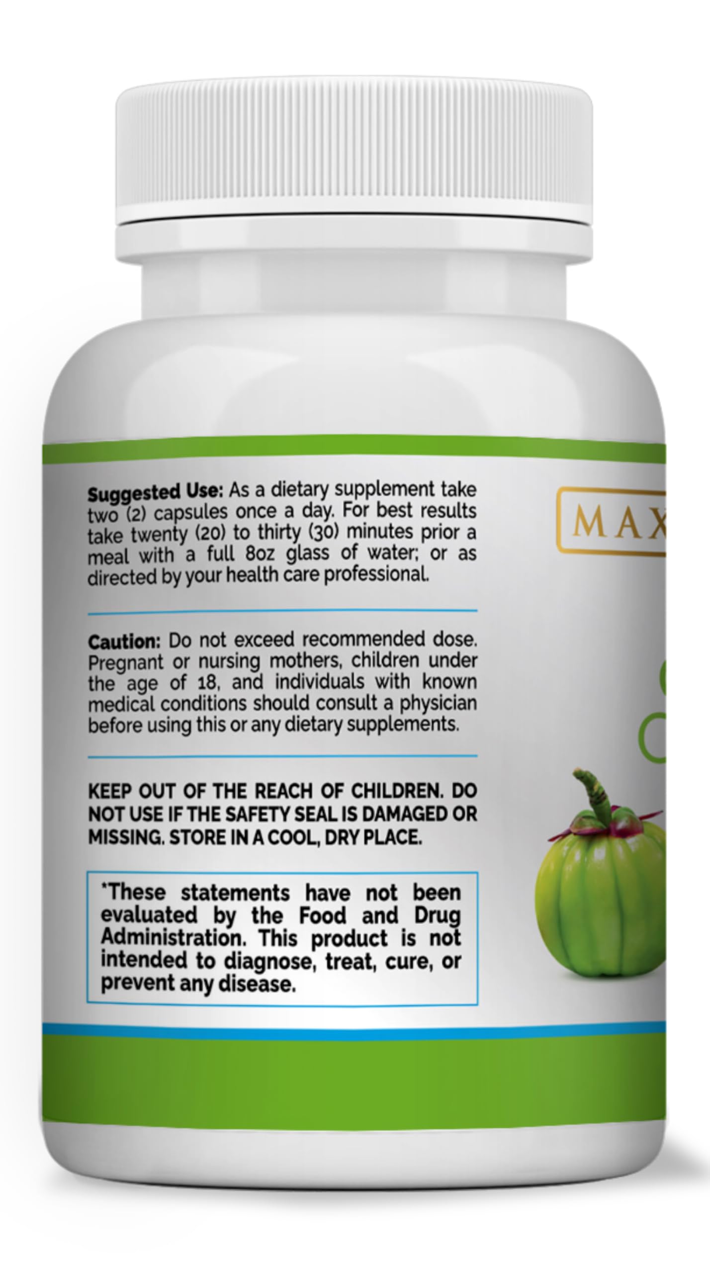 Maximum Slim 100% Pure Garcinia Cambogia Supplement - HCA Extract - Weight Support Formula for Men & Women - Non-GMO, Gluten Free - 60 Capsules