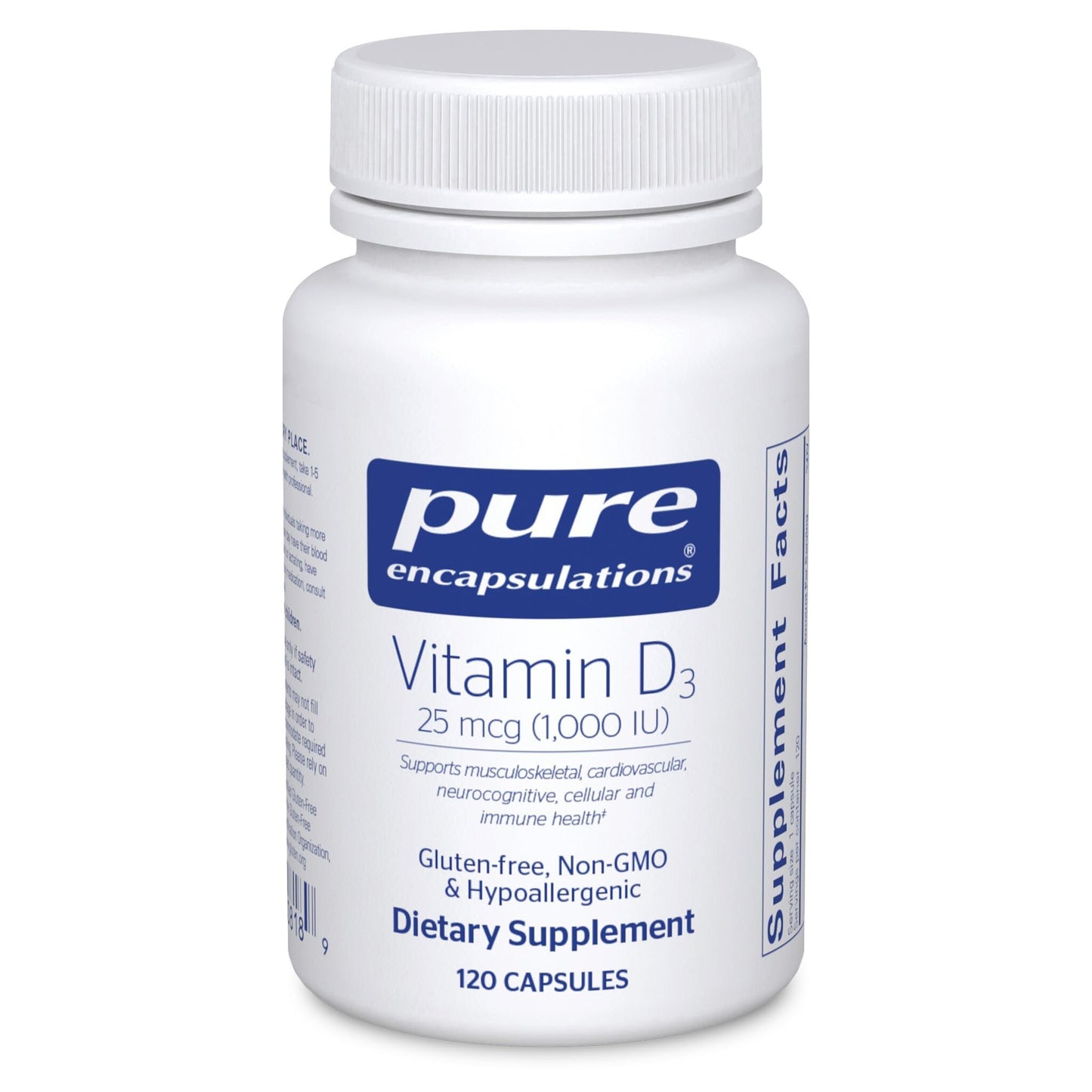 Pure Encapsulations Vitamin D3 25 mcg (1,000 IU) - Supplement to Support Bone, Joint, Breast, Heart, Colon & Immune Health - with Premium Vitamin D - 120 Capsules