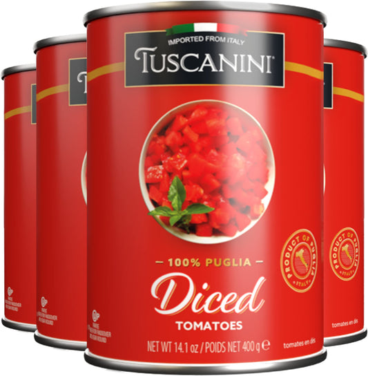 Tuscanini Diced Tomatoes 141oz 4 Pack  100 Italian Tomatoes Delicious Taste  Texture Perfect for Pizza and Sauces BPA Free Can Kosher for Passover