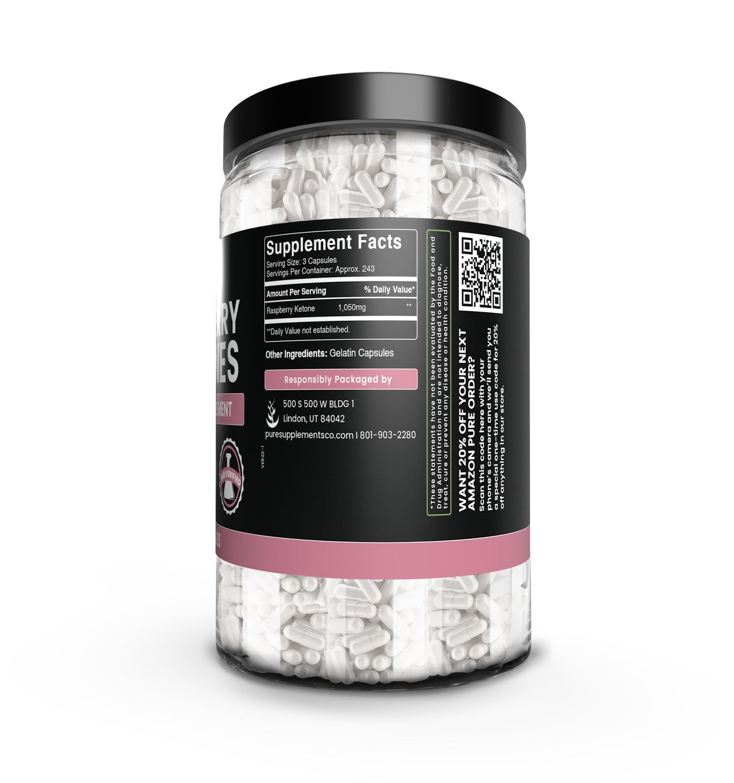 Pure Original Ingredients Raspberry Ketone (730 Capsules) No Magnesium Or Rice Fillers, Always Pure, Lab Verified