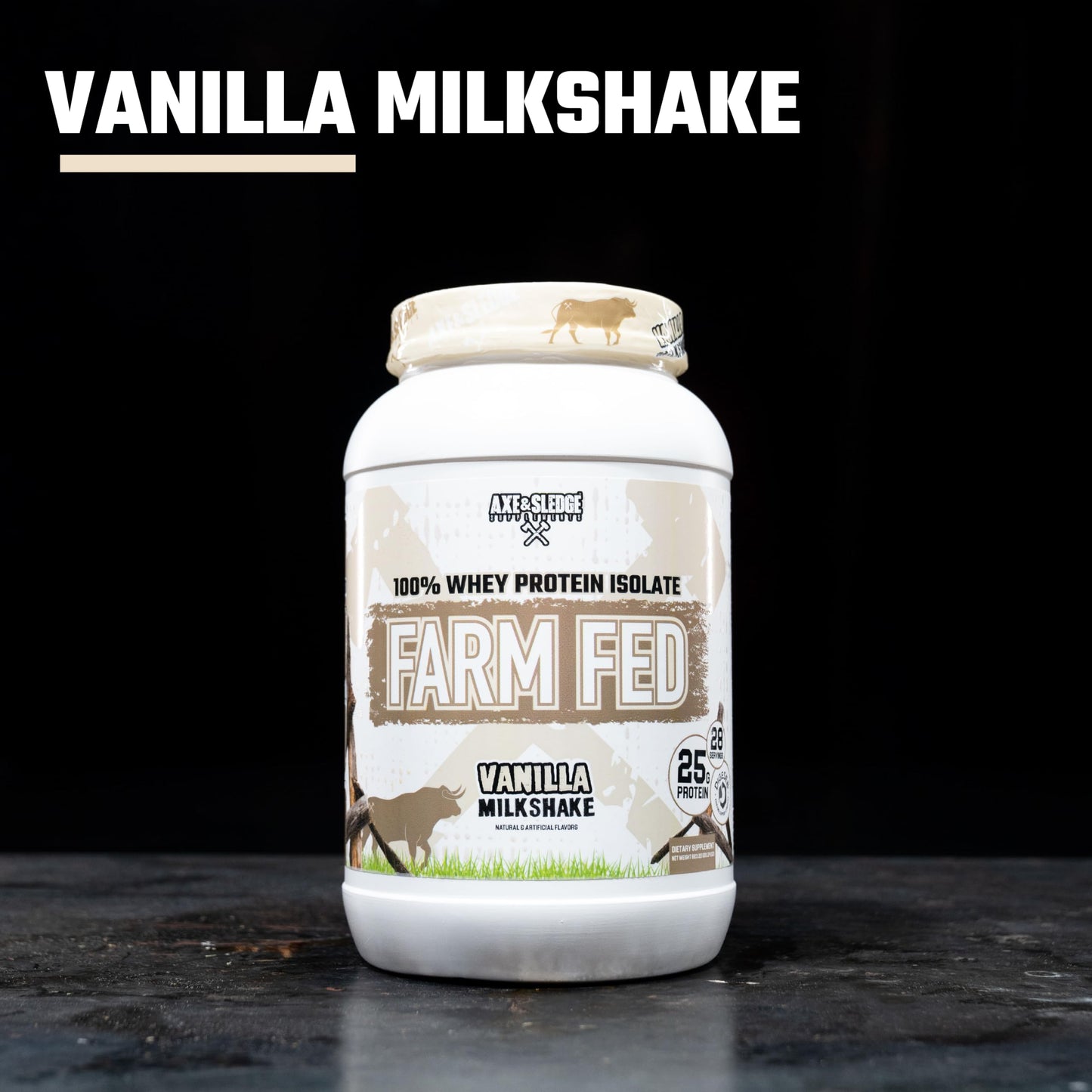 Axe & Sledge Supplements Farm Fed 100% Whey Protein Isolate with Digestive Enzymes (Vanilla Milkshake V2)