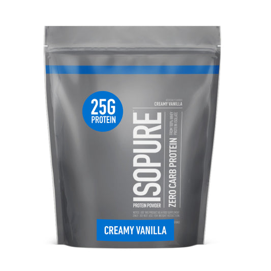 Isopure Zero Carb 100% Pure Whey Isolate Protein Powder, Lactose Free, Gluten Free, With Vitamins, Creamy Vanilla, 25g Protein Per Serving, 1 Lb, 15 Servings
