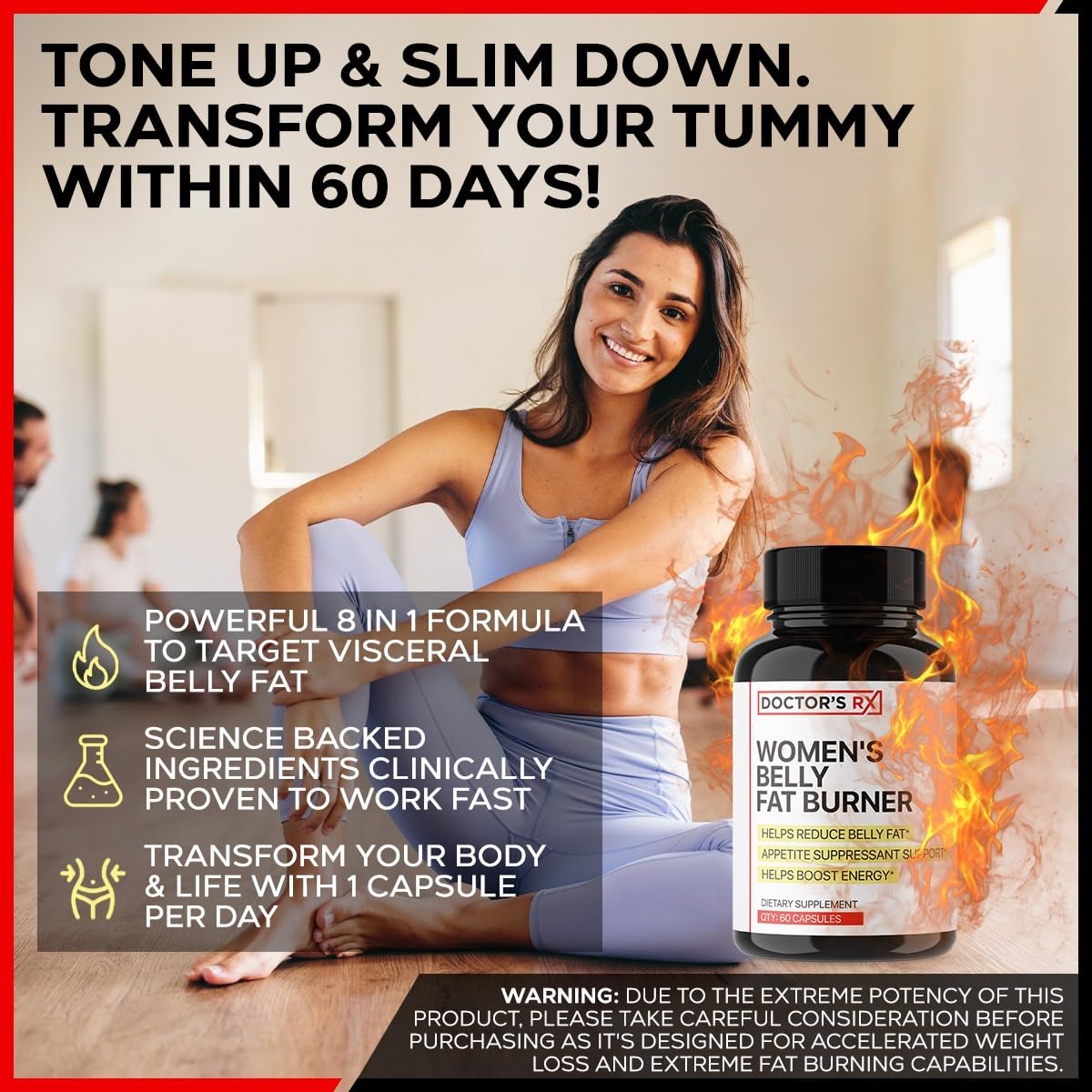 Belly Fat Burner Supplement for Women | Metabolism Booster, Suppress Appetite, Burn Calories | Extra Strength Weight Loss Pills for Women with 8 Strong Ingredients - 60 Servings