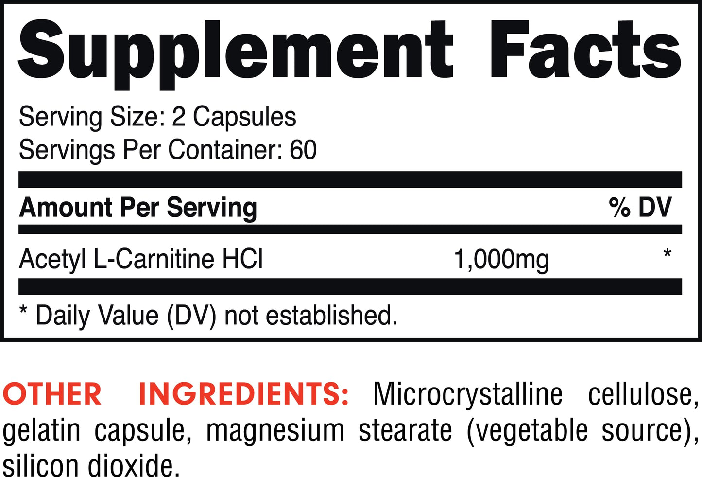 Bucked Up Acetyl L-Carnitine 1000mg Per Serving, Supports Brain Function Essentials (60 Servings, 120 Capsules)