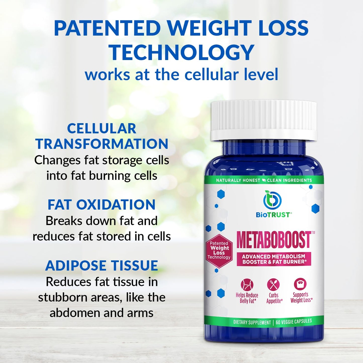 BioTrust MetaboBoost Weight Loss Supplement - Appetite Suppressant | Calorie Fat Burner | Metabolism Booster - Clinically-Studied Diet Pills with Berberine for Holistic WeightLoss Support- 60 Capsules