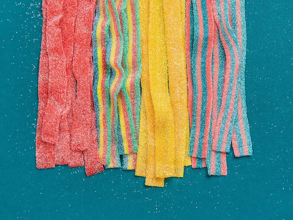 Candy Club Gourmet Gummy Rainbow Sour Belts Vegan Sweet and Chewy Fruit Strips for Gifts Parties Snacks Candy Buffets etc  5oz Jar