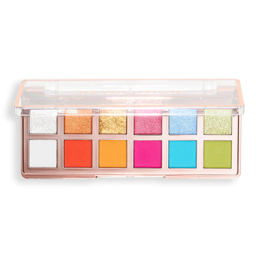 Revolution, The Vibrant Icon Brights Palette, 12 Pigmented Cream Matte & Shimmer Makeup Shades, Blendable & Compact Formula, Vegan & Cruelty-Free, 3.53 oz