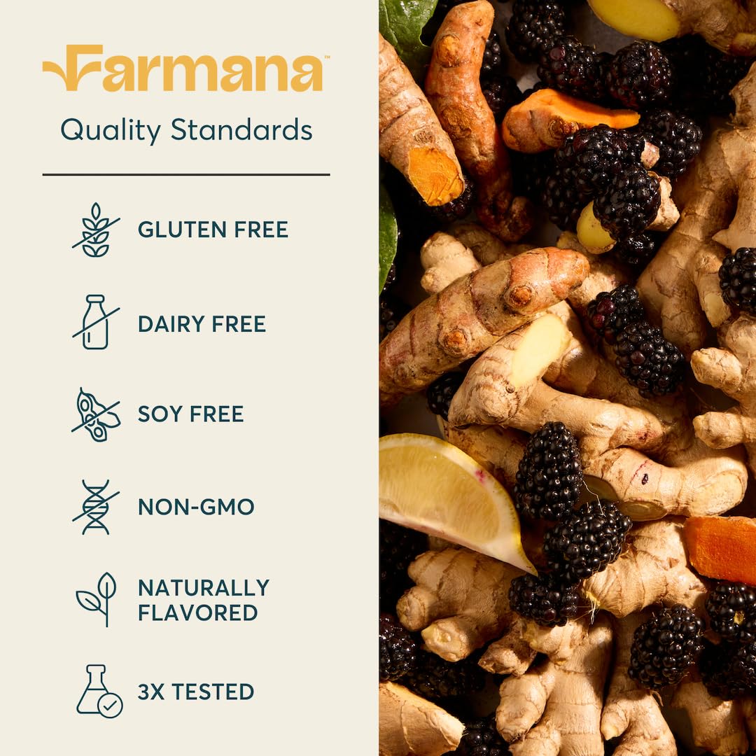 Farmana Immune Support Drink Mix - Immune Support with Mushrooms and Botanicals - Antioxidant-Rich Vitamin D & C Blend - Daily Immune Booster with Organic Ingredients - Spicy BlackBerry Ginger