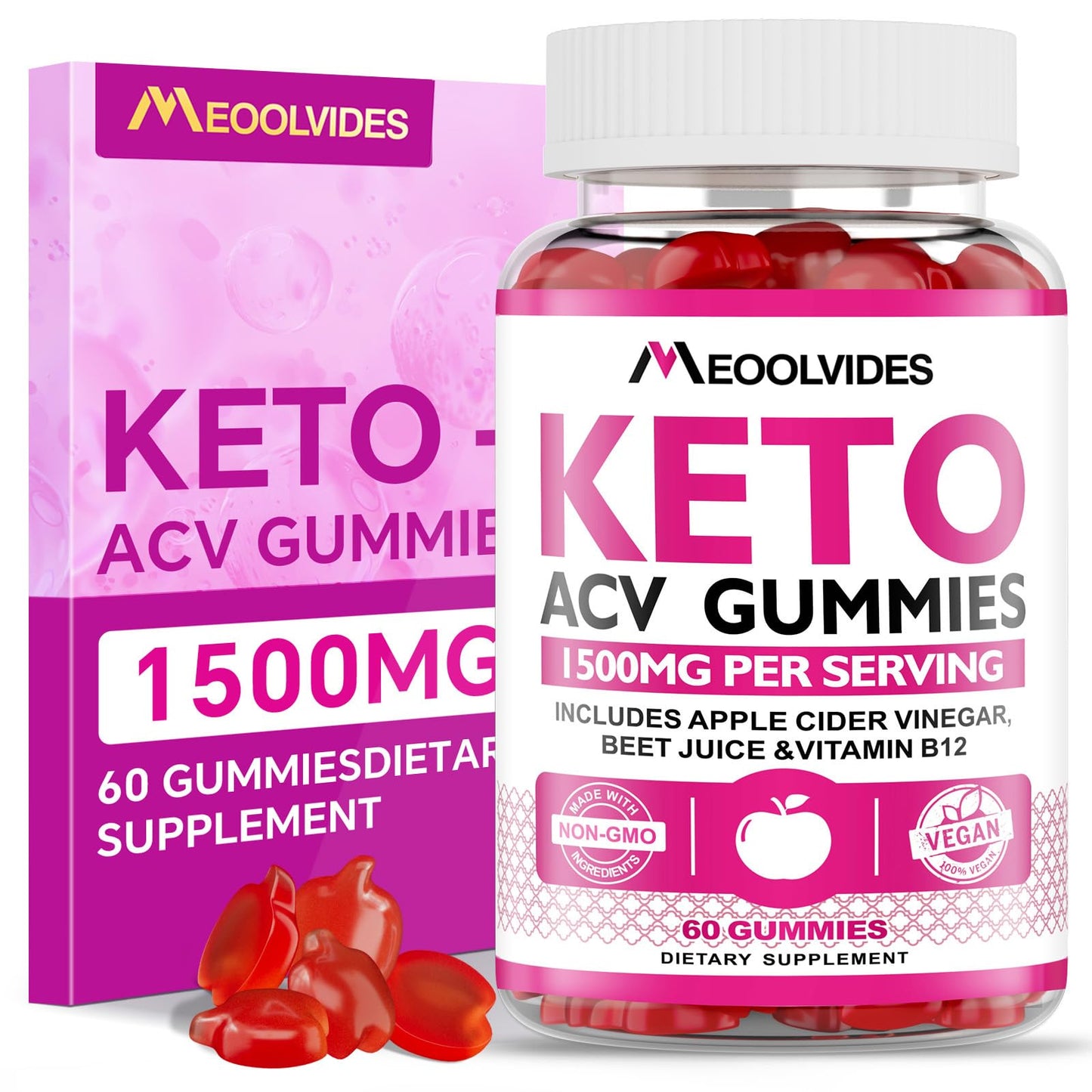 FraFr.gancia Keto ACV Gummies - Apple Cider Vinegar with B6 & B12, Vegan, Gelatin-Free, Keto Support, Detox Cleanse, Non-GMO, for Men & Women, 60 Count