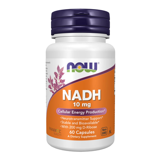 NOW Supplements, NADH (Reduced Nicotinamide Adenine Dinucleotide) 10 mg with 200 mg D-Ribose, 60 Veg Capsules