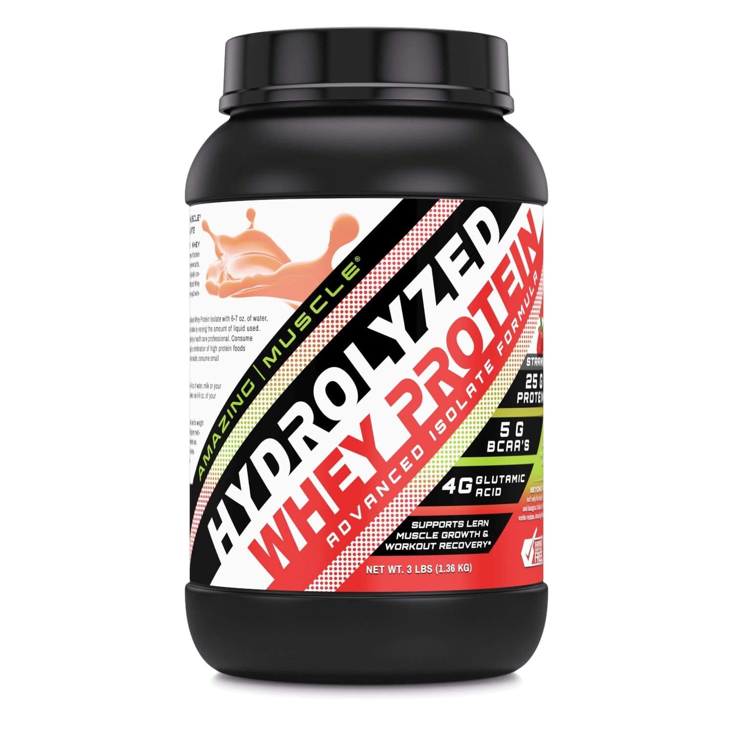 Amazing Muscle Ultra Pure Hydrolyzed Whey Protein Isolate * Supports Lean Muscle Growth & Rapid Recovery (Strawberry)