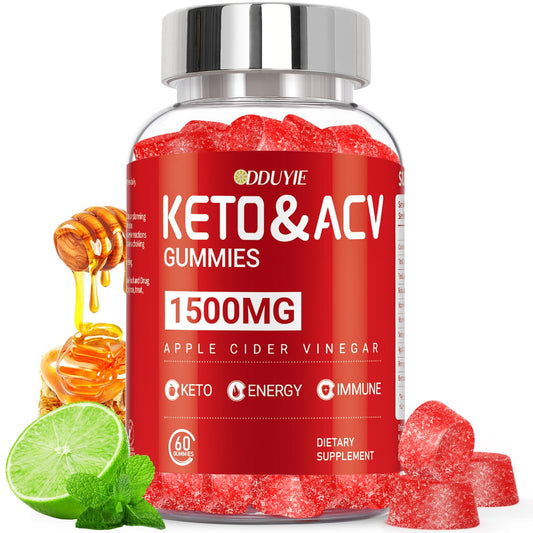 DDUYIE Keto ACV Gummies for Weight Loss - 1500mg Apple Cider Vnegar Gummies - Lemon Honey Flavor with Pomegranate Beetroot & Vitamin B12 B6 - GMO Free - Supports Metabolism, 60 Count