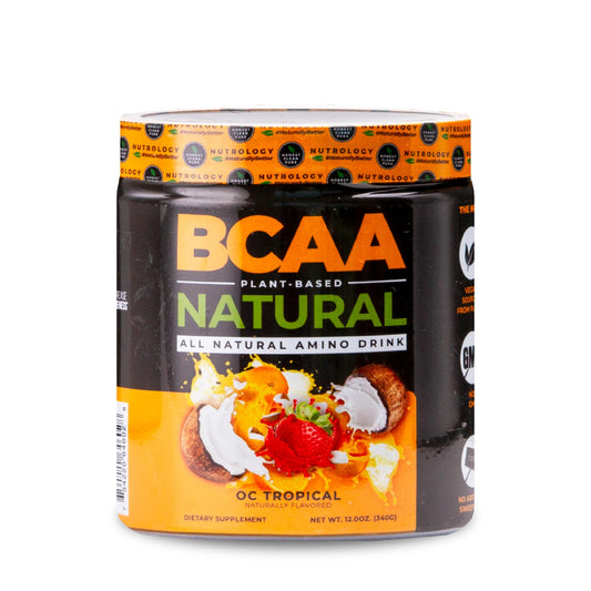 Nutrology BCAA Natural - Plant Based BCAA Powder, Orange Coconut Flavor, Optimized 2:1:1 Ratio Amino Acids Powder for Pre Workout & Post Workout Recovery, Vegan, Gluten-Free, Non-GMO, 30 Servings