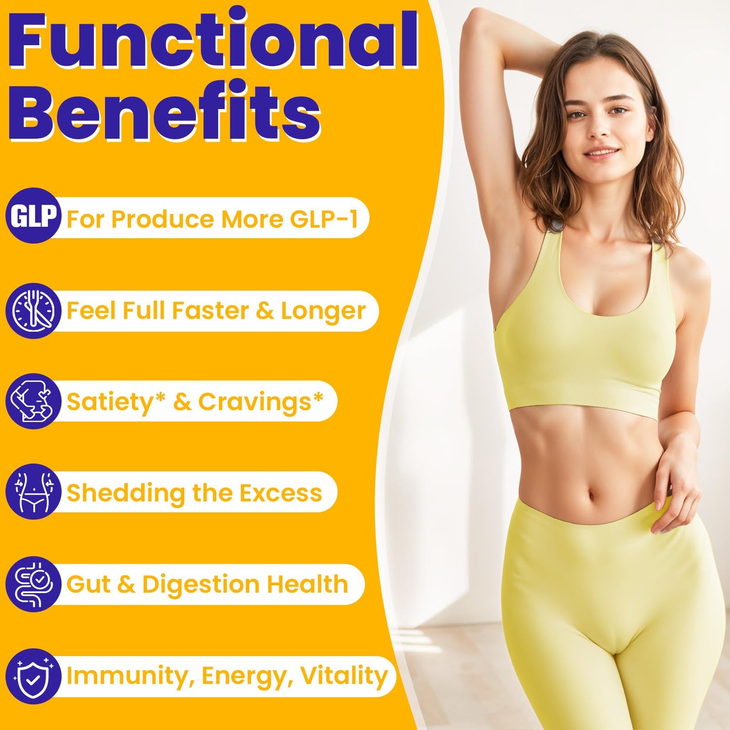 GLP-1 Supplement | Support GLP-1 Naturally, GLP1 with 30 Billion AFU Akkermansia Probiotic, GLP 1 Probiotics for Women & Men, GLP 1 Supplement for Gut, Digestive, Immune, Energy, GLP1 Levels, 60 Count