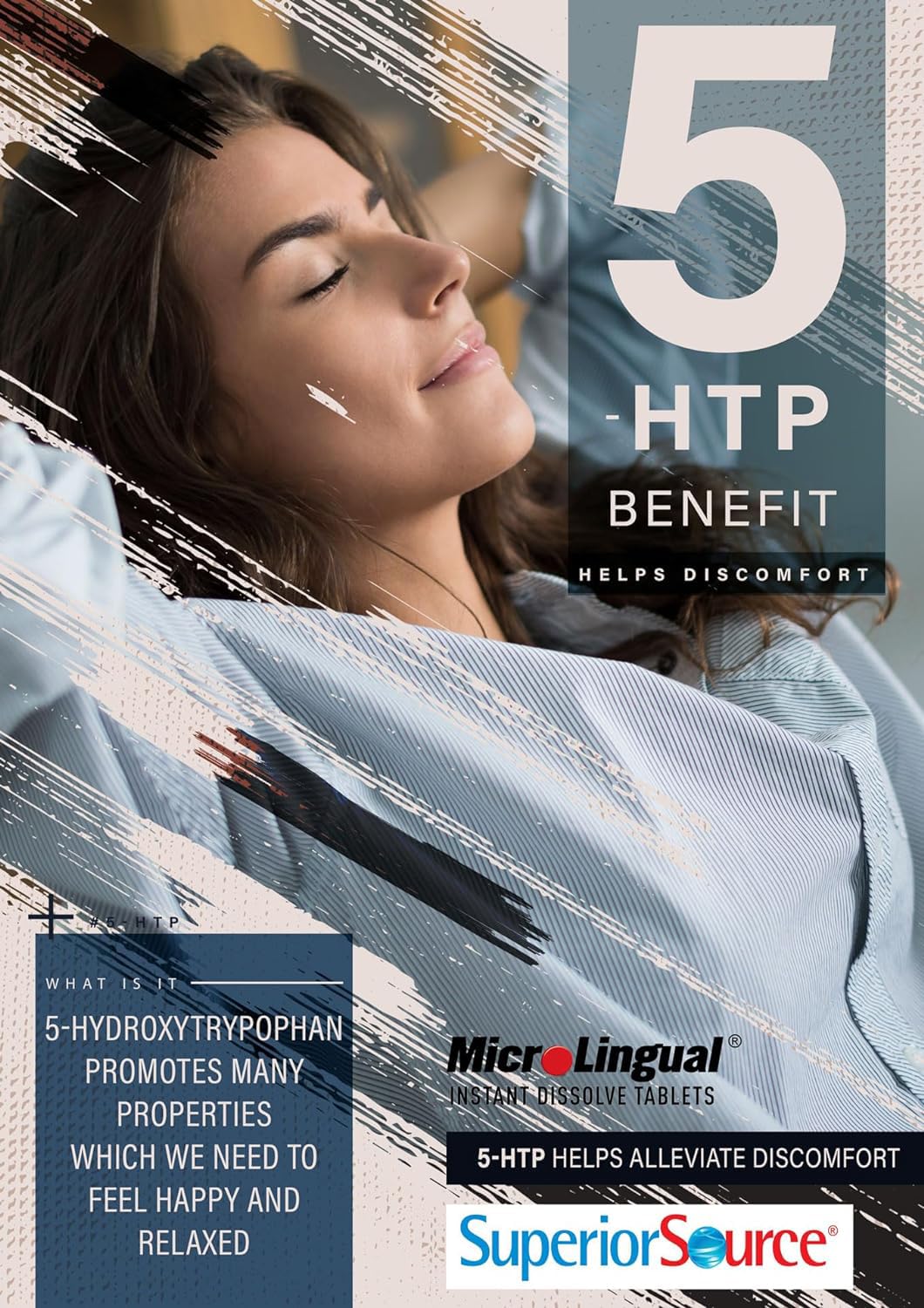 Superior Source 5-HTP 50 mg - Natural Supplement Aids Restful Sleep & Neurotransmitter Functions - Brain Health & Function Support - 5-Hydroxytryptophan Supplement - 60 Instant Dissolve Tablets