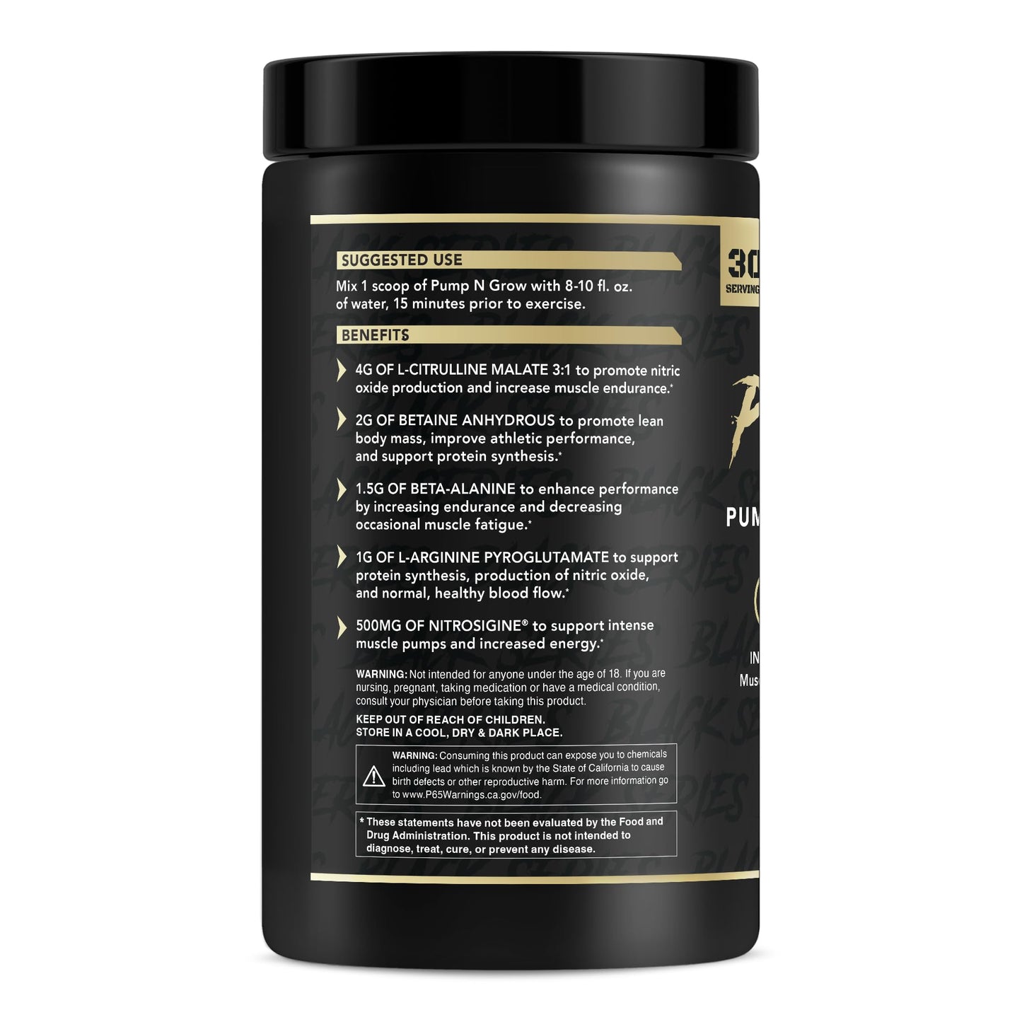Anabolic Warfare Pump-N-Grow Muscle Pump Supplement Caffeine Free Pre Workout with L-Citrulline, L-Arginine, Beta-Alanine (Au Naturel - 30 Servings)