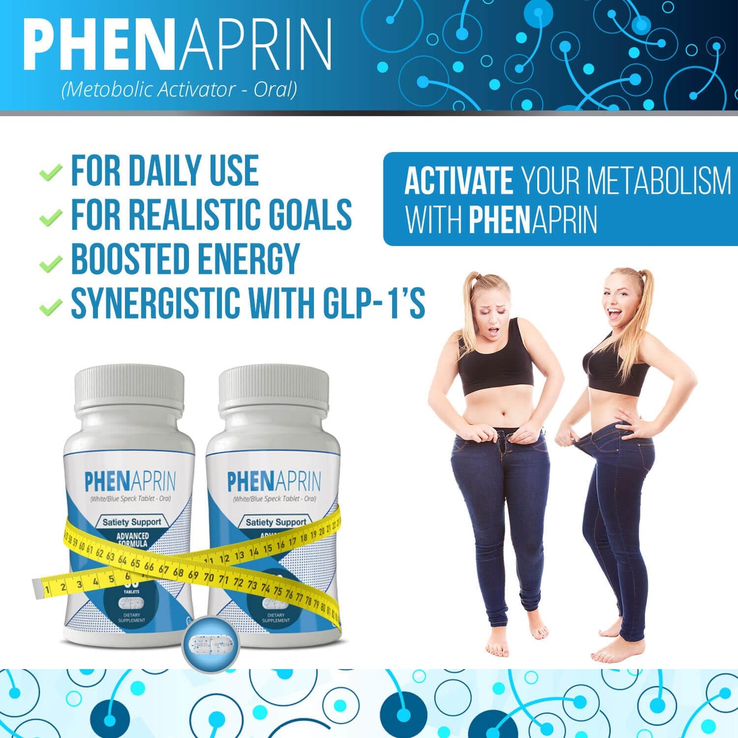 PhenAprin Advanced Appetite Suppressant & Thermogenic Fat Burner | Weight Loss Pills for Women & Men | Energy & Focus Formula with L-Phenylalanine