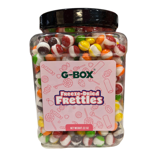 GBOX 22 OZ Freeze Dried Frettles Delightful Crunchy Fruity Flavorful Burst Airtight Sealed in a Grip Jar
