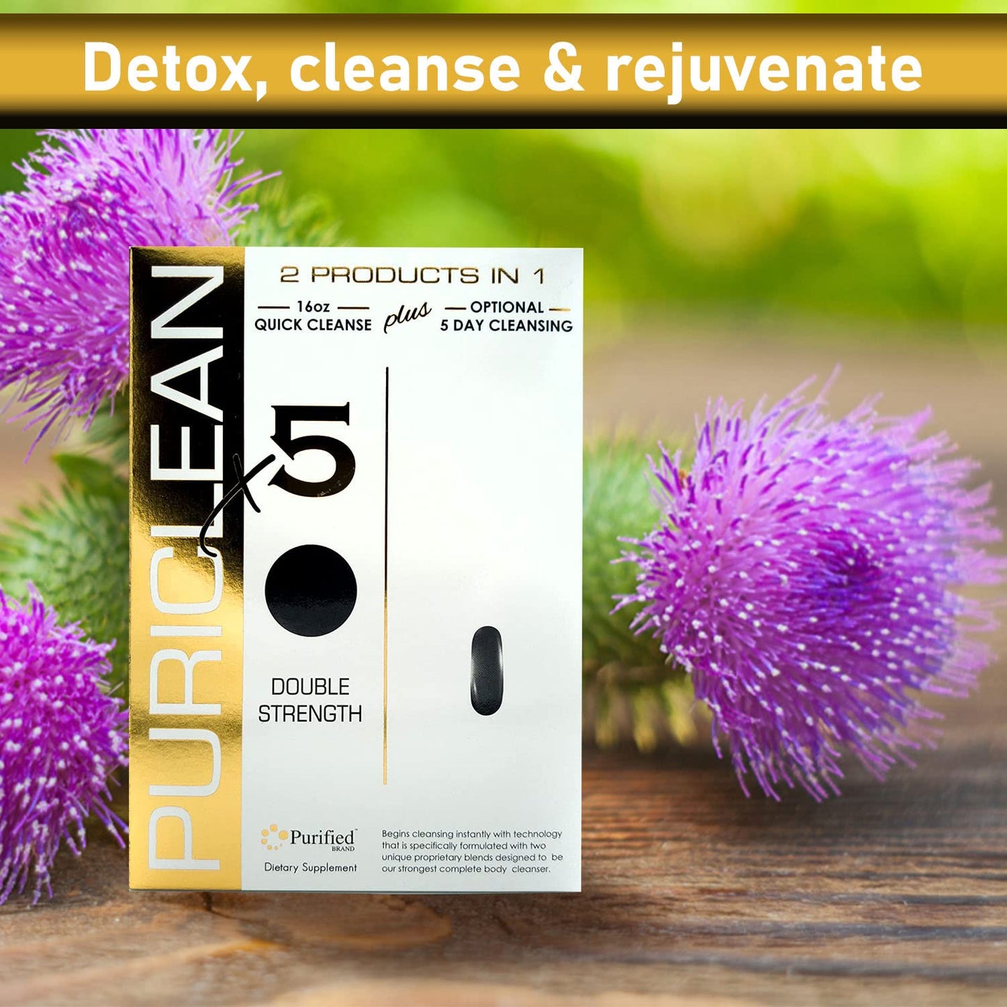 Puriclean X5 Complete Body Cleanser 2 in 1 Detox - Double Strength Cleansing Support - 5-Day Detoxifying to Flush Out Toxins- 20 Capsules + 1 Fast Softgel (2 Pack)
