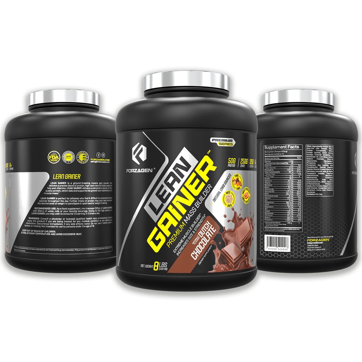 Forzagen Lean Gainer Premium Mass Builder | Mass Gainer Protein Powder for Men & Women | High Calorie Protein, Weight Gain, Bulk, Muscle Building Supplement | Dutch Chocolate, 8 lbs. (11 Servings)