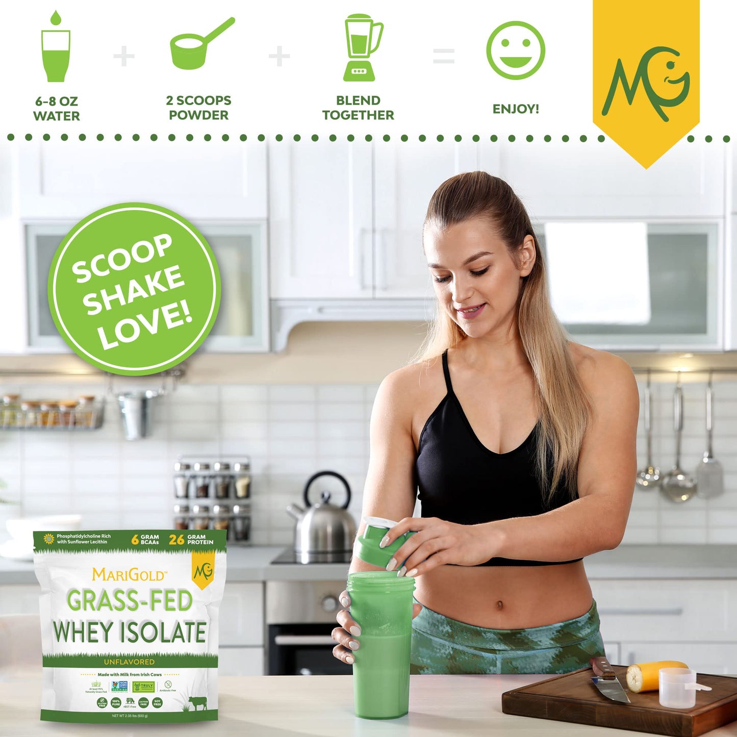 MariGold Grassfed Whey Isolate Protein Powder - Unflavored 2LB - Muscle Building & Recovery - 100% Pure, Cold Processed, Micro Filtered, Non-GMO, rBGH Free, Soy Free, Gluten Free, Lactose Free