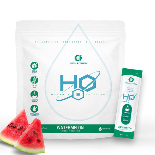 Cellutrex® H2O Electrolytes - Watermelon | Zero Sugar Electrolyte Powder Drink Mix | Natural Salt, Non-GMO Electrolytes for Workouts, Fasting, Wellness, and Travel | 20 Easy-Open Stick Packs