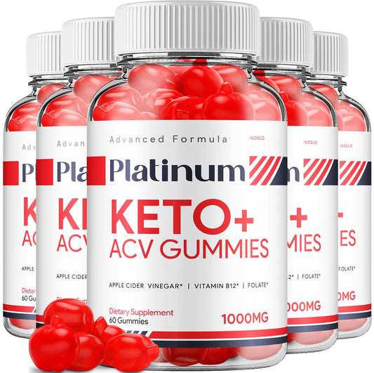 (5 Pack) Platinum Keto ACV Gummies - Advanced Formula Platinum Keto Plus ACV Gummies Apple Cider Vinegar Platinum ACV Gummies Dietary Supplement Reviews Men Women (300 Gummies)