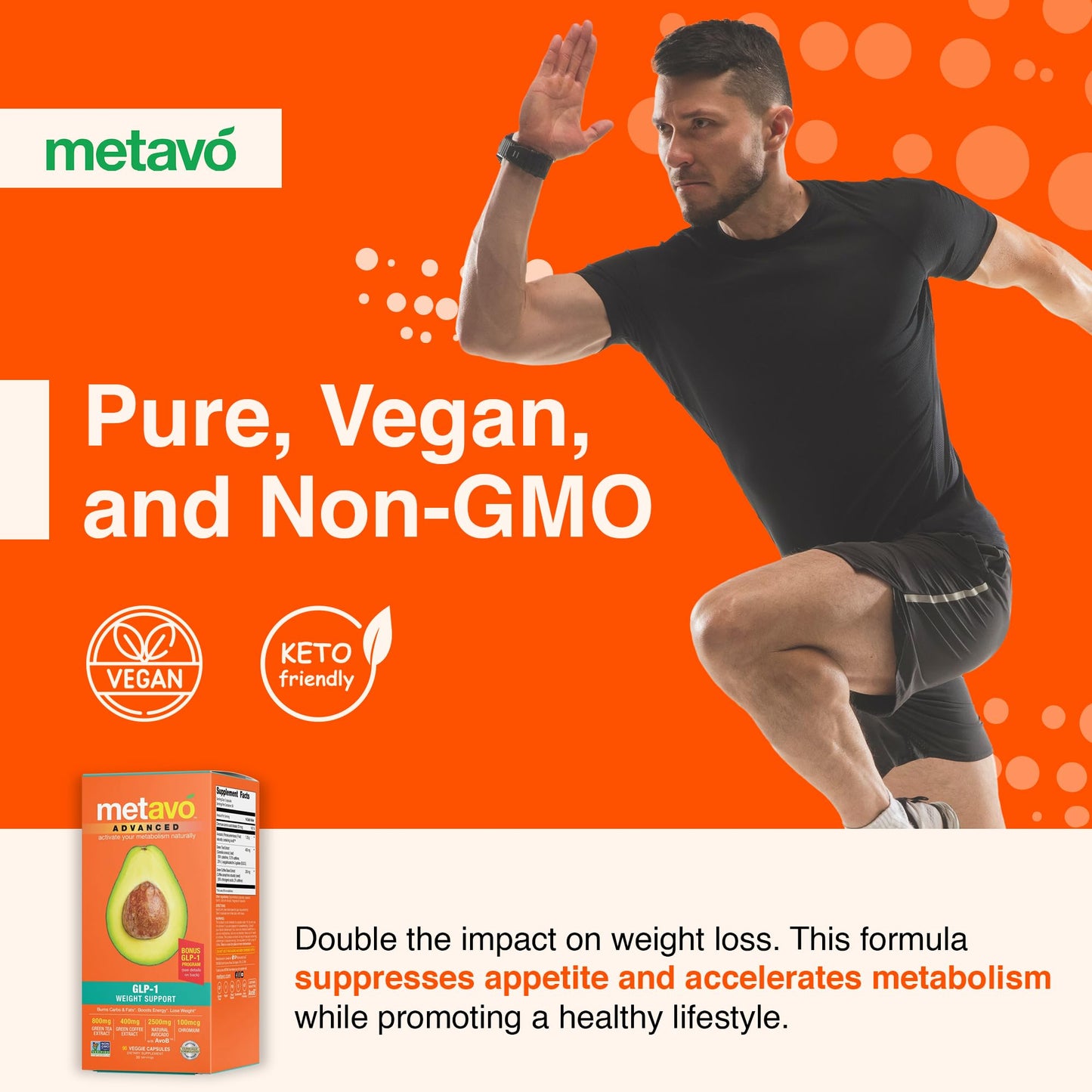 Metavo Advanced Weight Support - Natural Diet Supplements with Essential Nutrients for Promoting Wellness, Enriched with Avocados, Green Tea, Chromium & Green Coffee, 90 Easy-to-Swallow Diet Pills