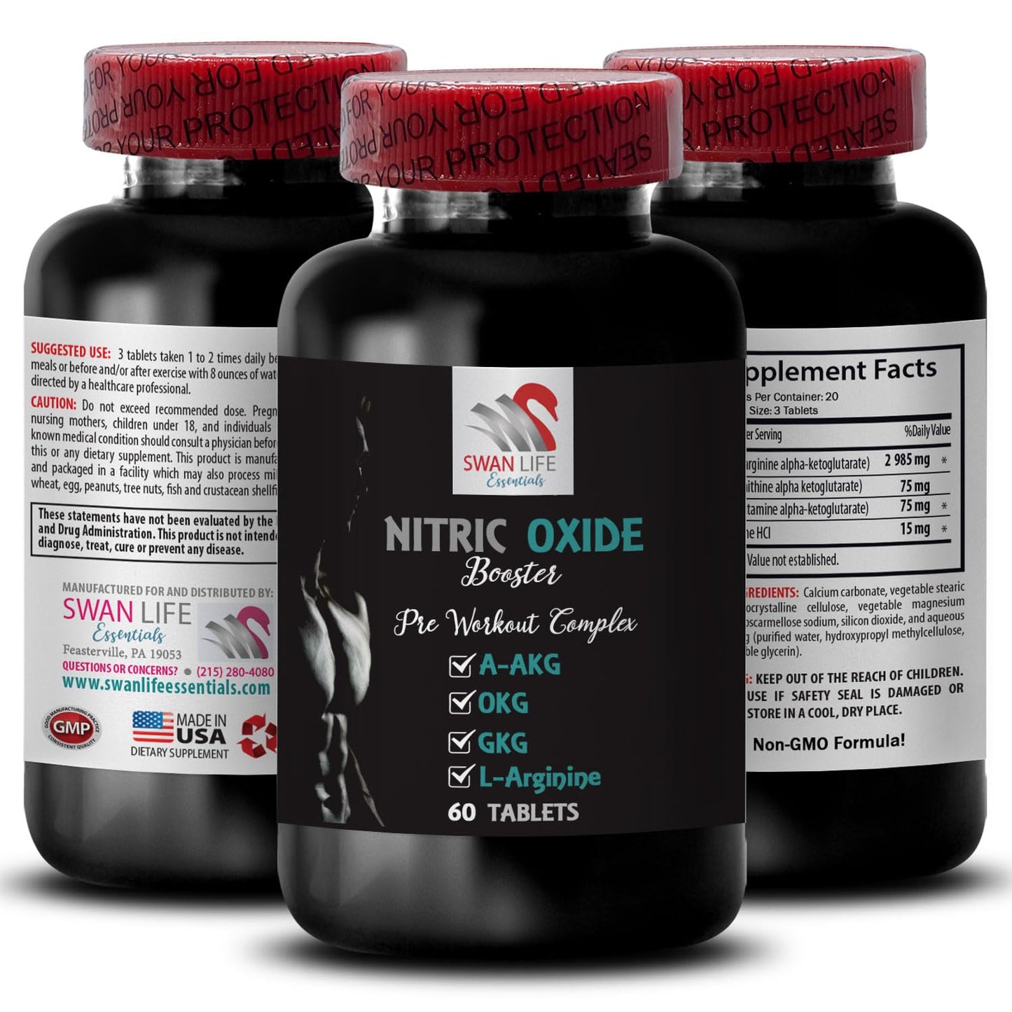 Exercise fuel - NITRIC OXIDE BOOSTER - nitric oxide, nitric oxide supplements for men, nitric oxide booster supplement, pump support, power boost, L-Arginine, muscle support 2 Bottle 120 Tablets